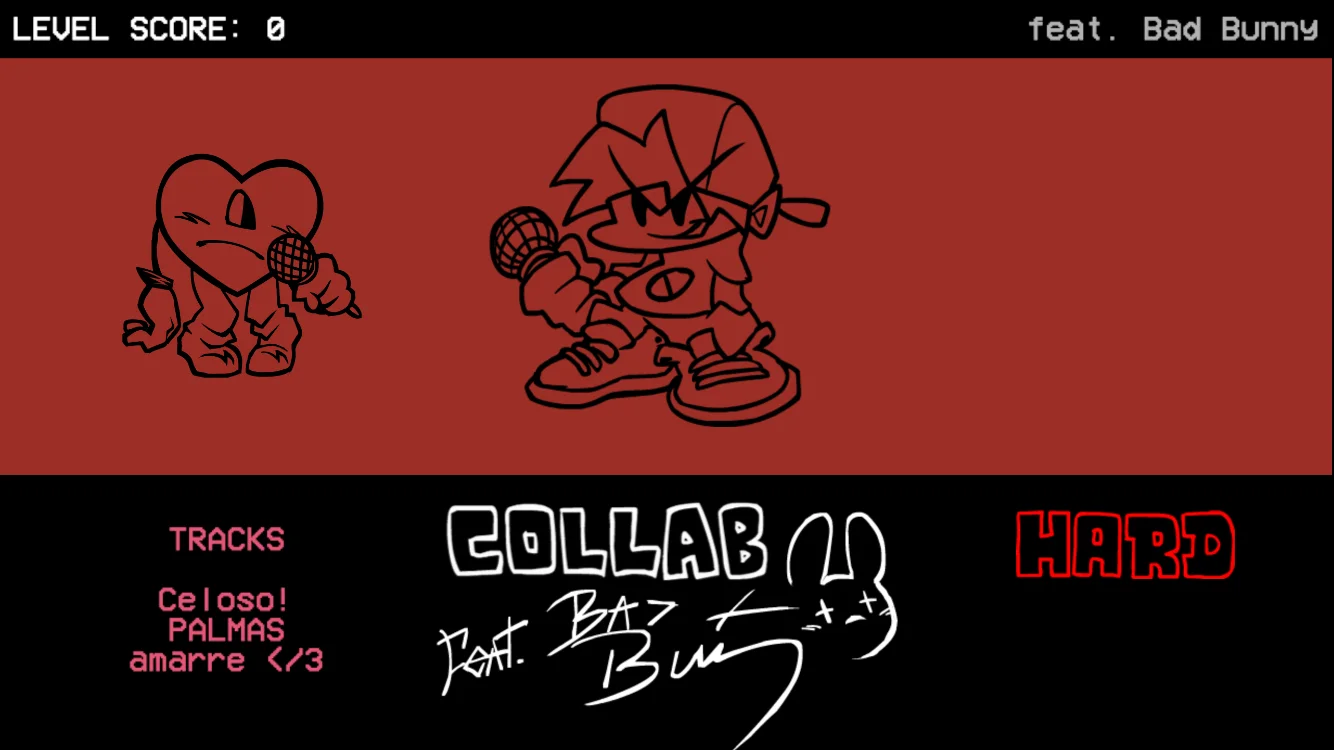 Collab week selection showing Bad Bunny and Hard difficulty